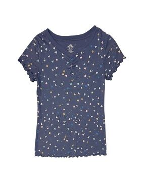 THEREABOUTS Girl's Blue Floral Short Sleeve Shirt Size XL 16